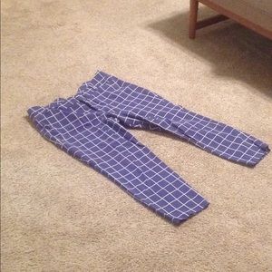 Blue and white capris pants